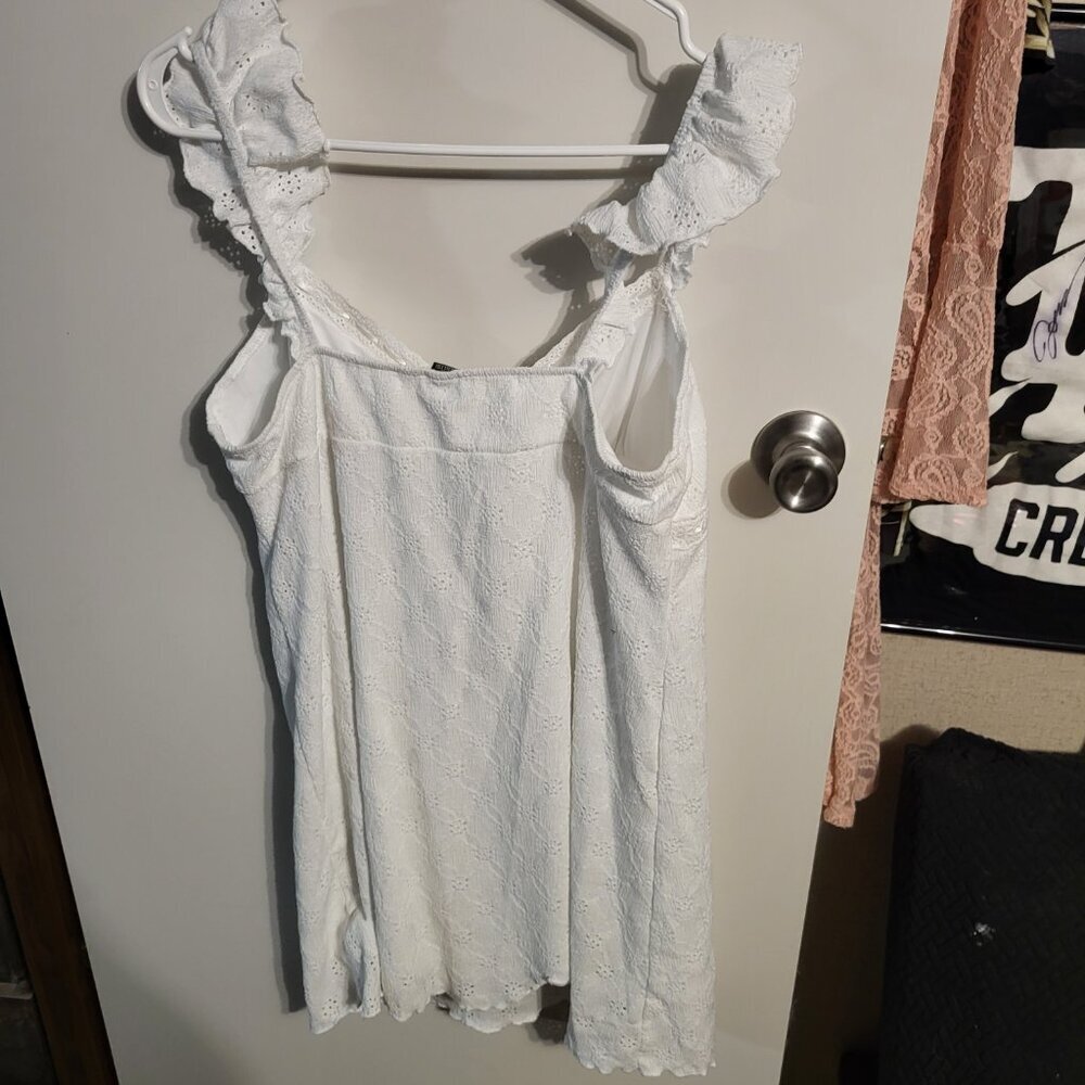 WILD FABLE White Ruffle Strap Lace MINI dress SZ L - Picture 2 of 5